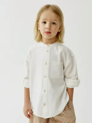 Рубашка SELA с содержанием льна для мальчиков, белый, арт. 50726