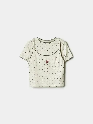 Sela Набор из топа и футболки для девочек, бежевый, арт. 50747