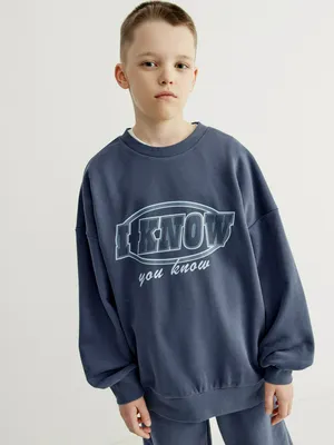 Свитшот оверсайз SELA с принтом, синий, арт. 50756