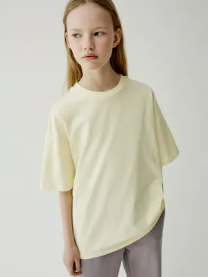 Базовая футболка оверсайз SELA для девочек, желтый, арт. 50757