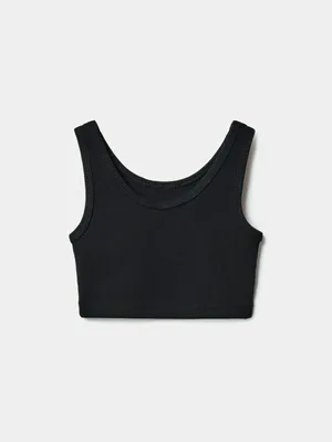 Укороченный топ Sela в рубчик для девочек, черный, арт. 50760