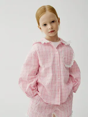 Рубашка с капюшоном для девочек SELA, розовый, арт. 50761