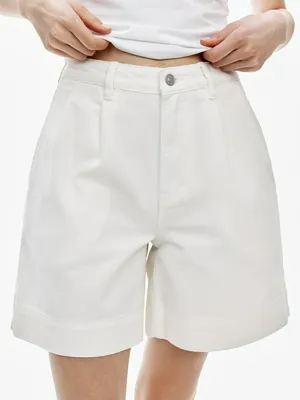 Шорты Sela джинсовые широкие с высокой посадкой, белый, арт. 50772