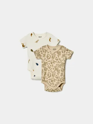 Набор из 2 боди Sela с коротким рукавом для малышей, разноцветный, арт. 50783
