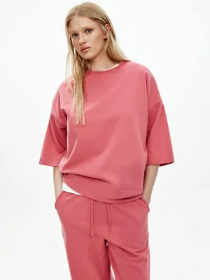 Футболка Sela оверсайз из футера, розовый, арт. 50795