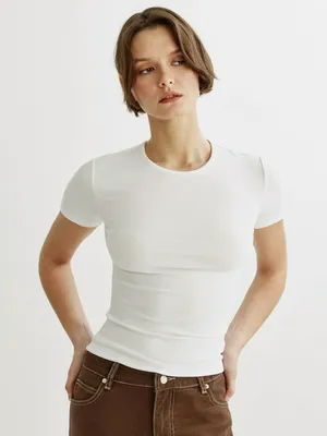 Sela Базовая приталенная футболка, белый, арт. 50824