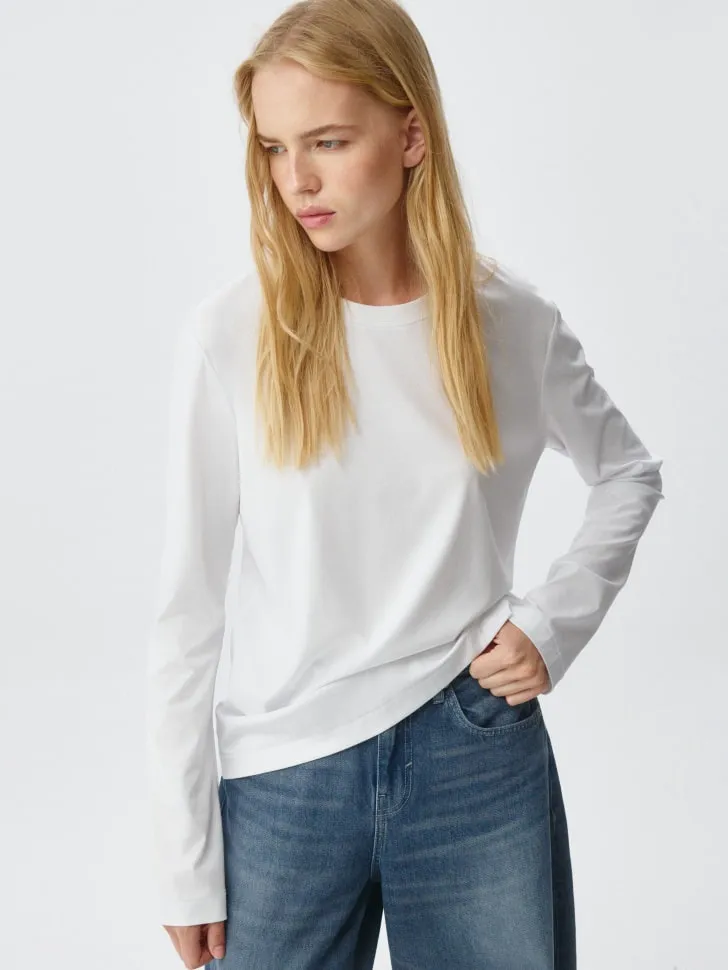Лонгслив с модалом и шелком, белый, арт. 5083