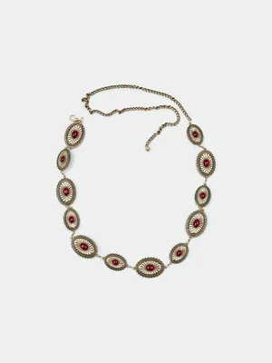 Пояс SELA металлический с камнями, разноцветный, арт. 50832