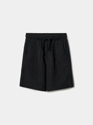 Шорты SELA для мальчиков из фактурного хлопка, черный, арт. 50844