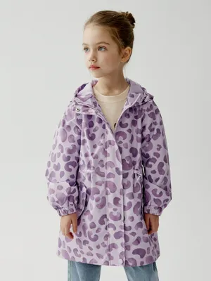 Плащ SELA демисезонный с леопардовым принтом для девочек, фиолетовый, арт. 50858