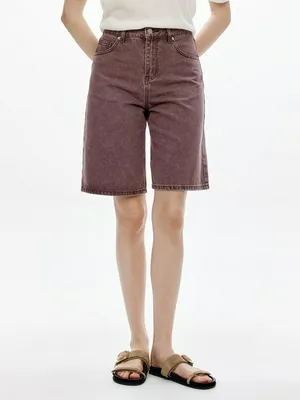 Джинсовые шорты бермуды Sela, бордовый, арт. 50862
