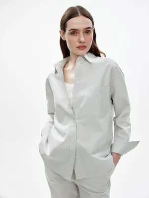 Рубашка SELA оверсайз в полоску, серый, арт. 50871