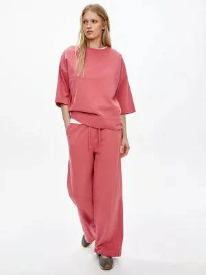 SELA Брюки прямые из футера, розовый, арт. 50876