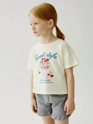 Комплект SELA для девочек футболка и шорты, разноцветный, арт. 50885