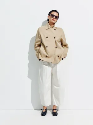 Тренч Sela короткий двубортный, бежевый, арт. 50889
