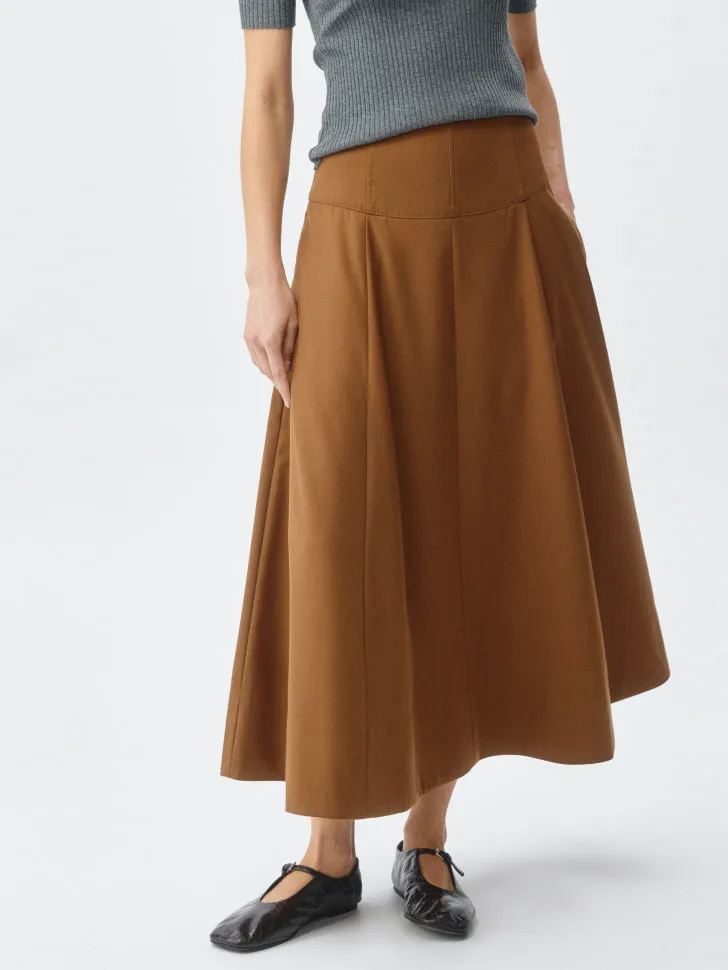 Расклешенная юбка миди, коричневый, арт. 5089