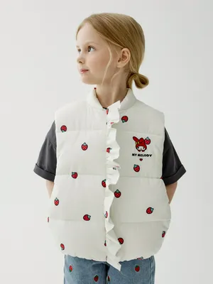 Дутый жилет SELA для девочек с Hello Kitty My Melody, белый, арт. 50895