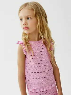 Вязаный топ SELA для девочек, розовый, арт. 50912