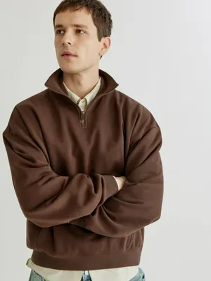Свитшот оверсайз Sela с воротником на молнии, коричневый, арт. 50926