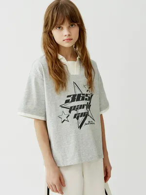 Футболка оверсайз Sela для девочек, серый, арт. 50927