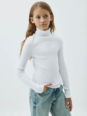 Водолазка SELA в рубчик, белый, арт. 50936