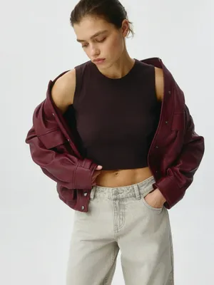 Базовый топ в рубчик, бордовый, арт. 5095