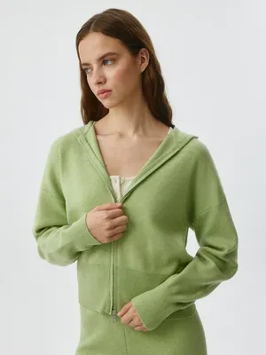 Вязаная толстовка на молнии с шерстью и шелком, арт. 5096