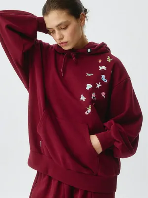Худи оверсайз из коллекции SELA ARCHIVE, бордовый, арт. 5107