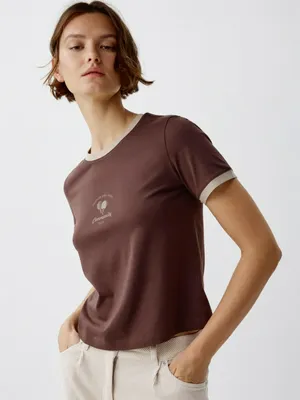 Футболка в стиле преппи, коричневый, арт. 5117