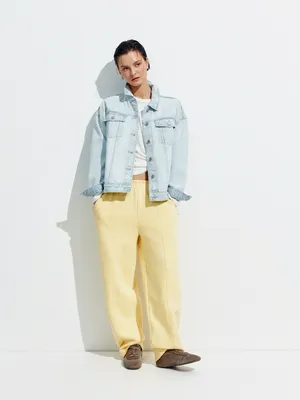 SELA Укороченная джинсовая куртка оверсайз, голубой, арт. 51308