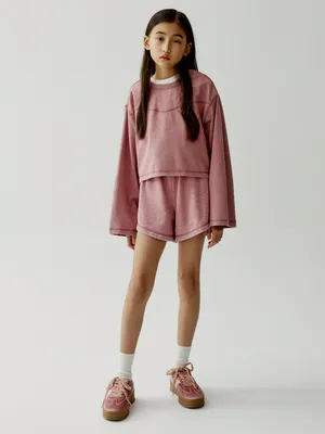 Трикотажные шорты SELA для девочек, розовый, арт. 51327