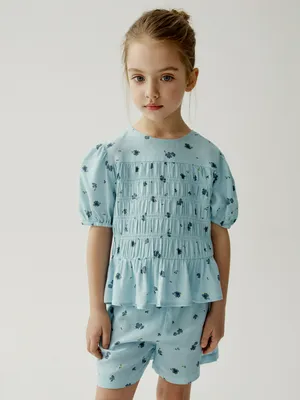 Комплект: блузка и шорты Sela для девочек, голубой, арт. 51430