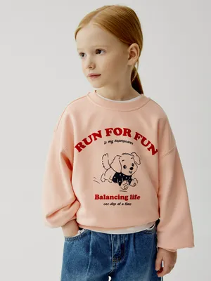 Свитшот SELA оверсайз с принтом, розовый, арт. 51434