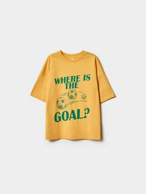 Футболка SELA оверсайз с принтом для девочек, желтый, арт. 51438