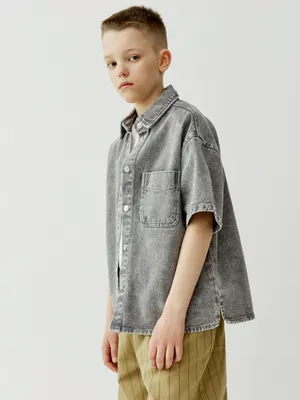Джинсовая сорочка Sela для мальчиков, серый, арт. 51456
