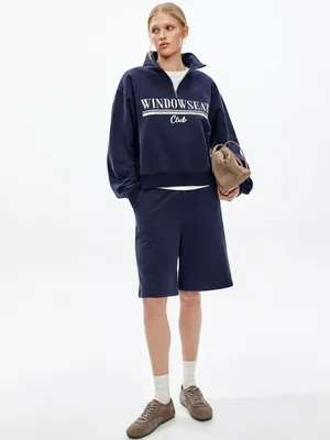 Шорты-бермуды SELA из футера, синий, арт. 51461