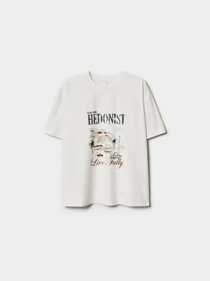 Футболка оверсайз Sela с принтом, бежевый, арт. 51477