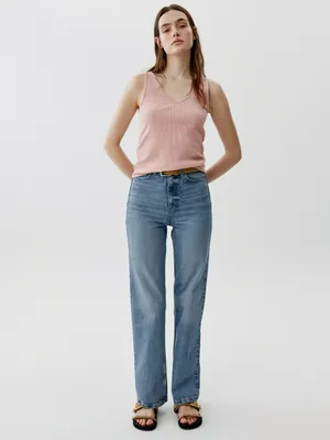 Джинсы Sela прямого кроя со средней посадкой, голубой, арт. 51502