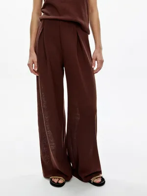 Широкие брюки фактурной вязки Sela, коричневый, арт. 51512