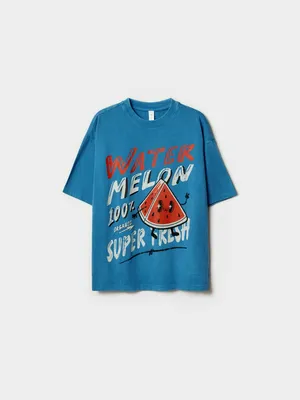 Футболка оверсайз SELA с принтом Арбуз, синий, арт. 51520