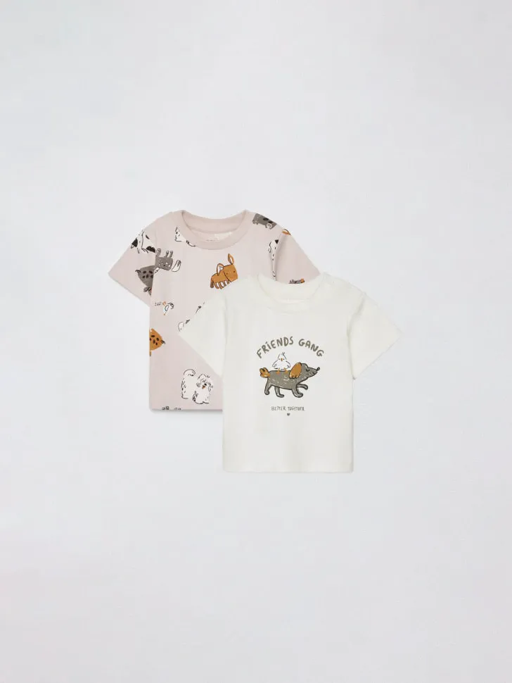 Набор из 2 футболок для малышей, разноцветный, арт. 5167