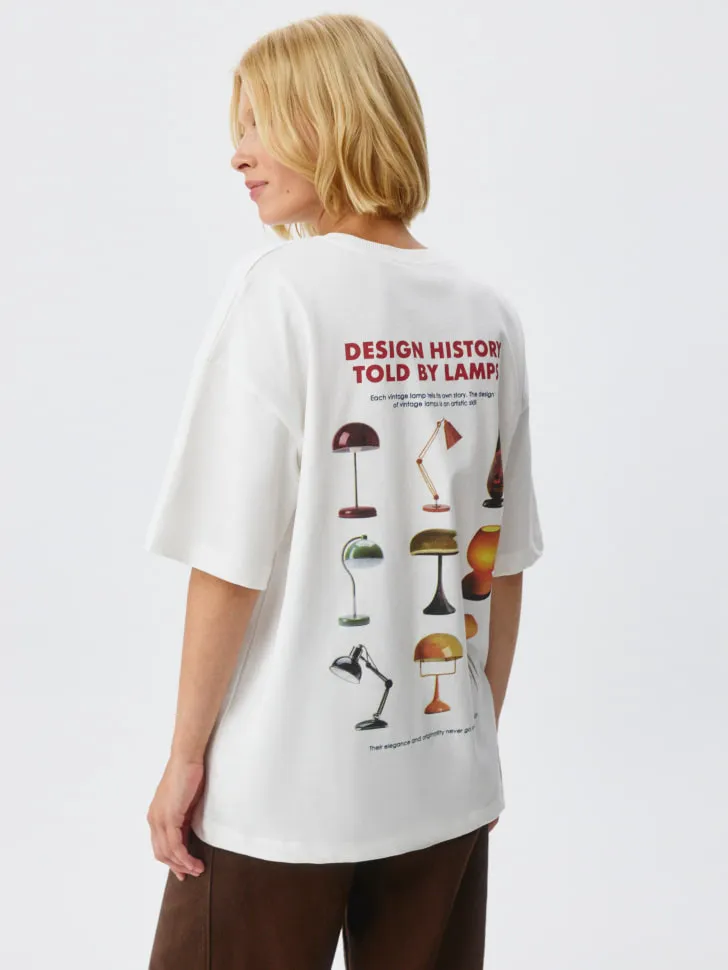 Футболка оверсайз с принтом, белый, арт. 5172