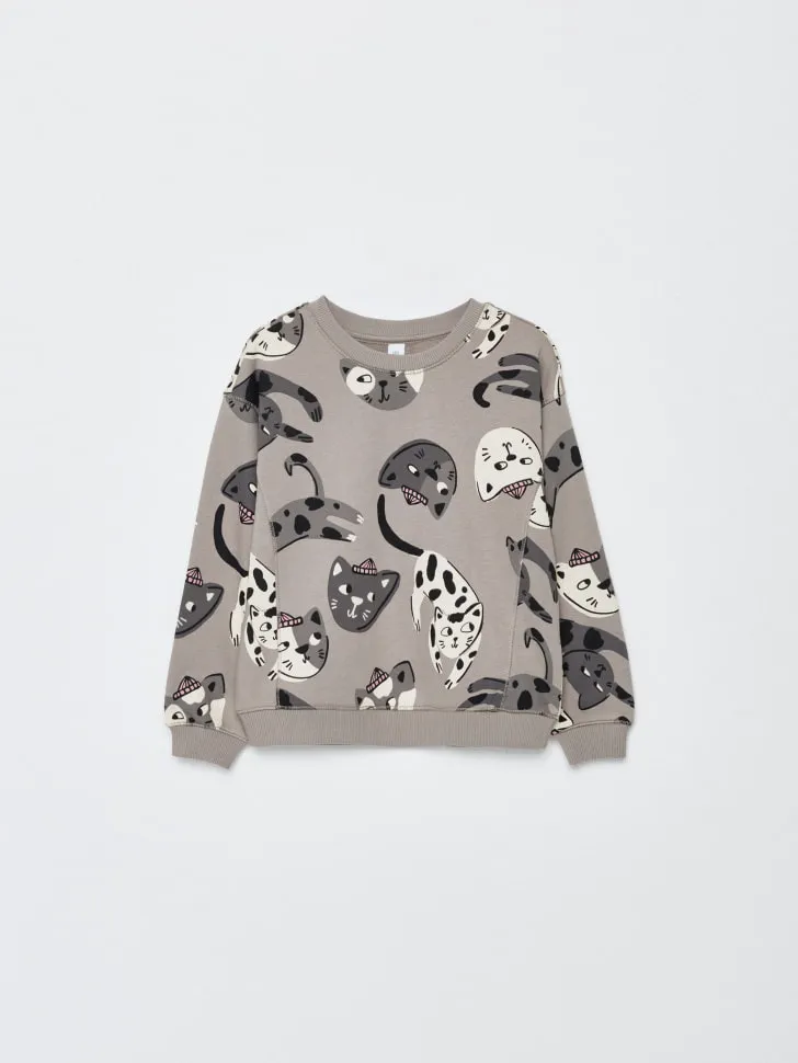 Свитшот с принтом для девочек, серый, арт. 5183