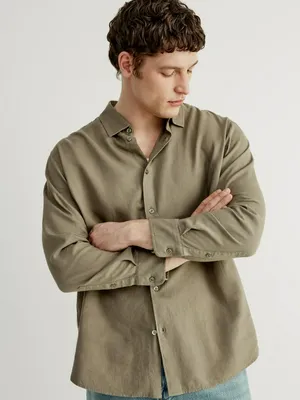 Рубашка Sela изо льна и вискозы, хаки, арт. 51835