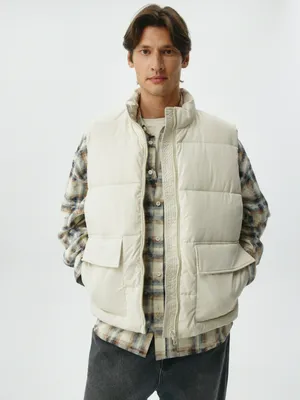 Стеганый жилет из твила, бежевый, арт. 5195