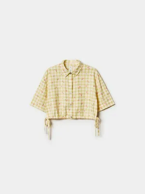 Укороченная рубашка SELA из льна, желтый, арт. 52007