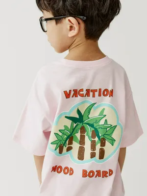 Футболка оверсайз Sela с принтом, розовый, арт. 52017