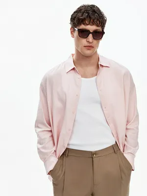 Мужская рубашка изо льна Sela, розовый, арт. 52049