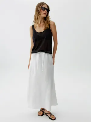 Юбка миди Sela из льна, белый, арт. 52065
