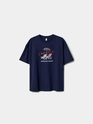 Футболка оверсайз Sela с принтом, синий, арт. 52069